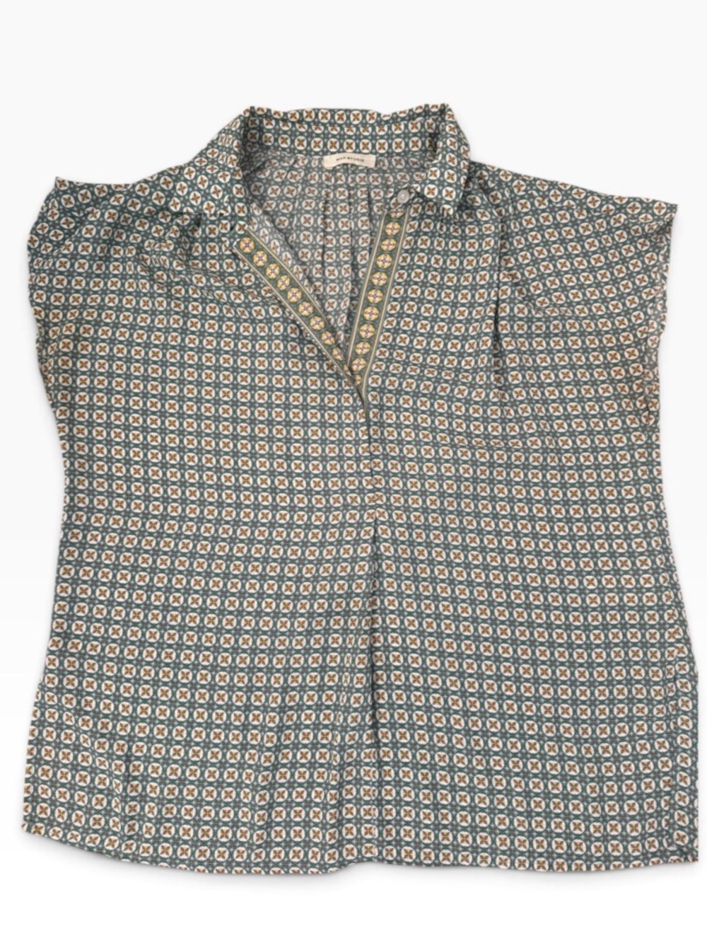 MAXSTUDIO - Cap Sleeve Collared Blouse